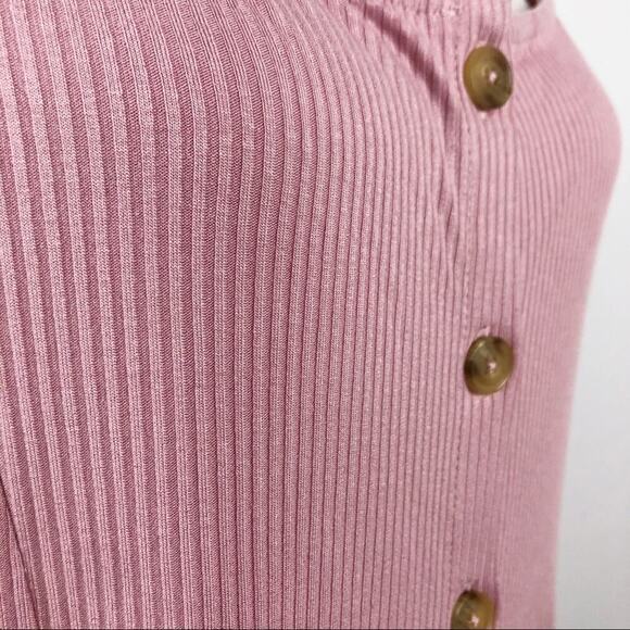 NWT Topshop Ribbed Button Front Mini Dress in Pink 10 - Picture 3 of 12